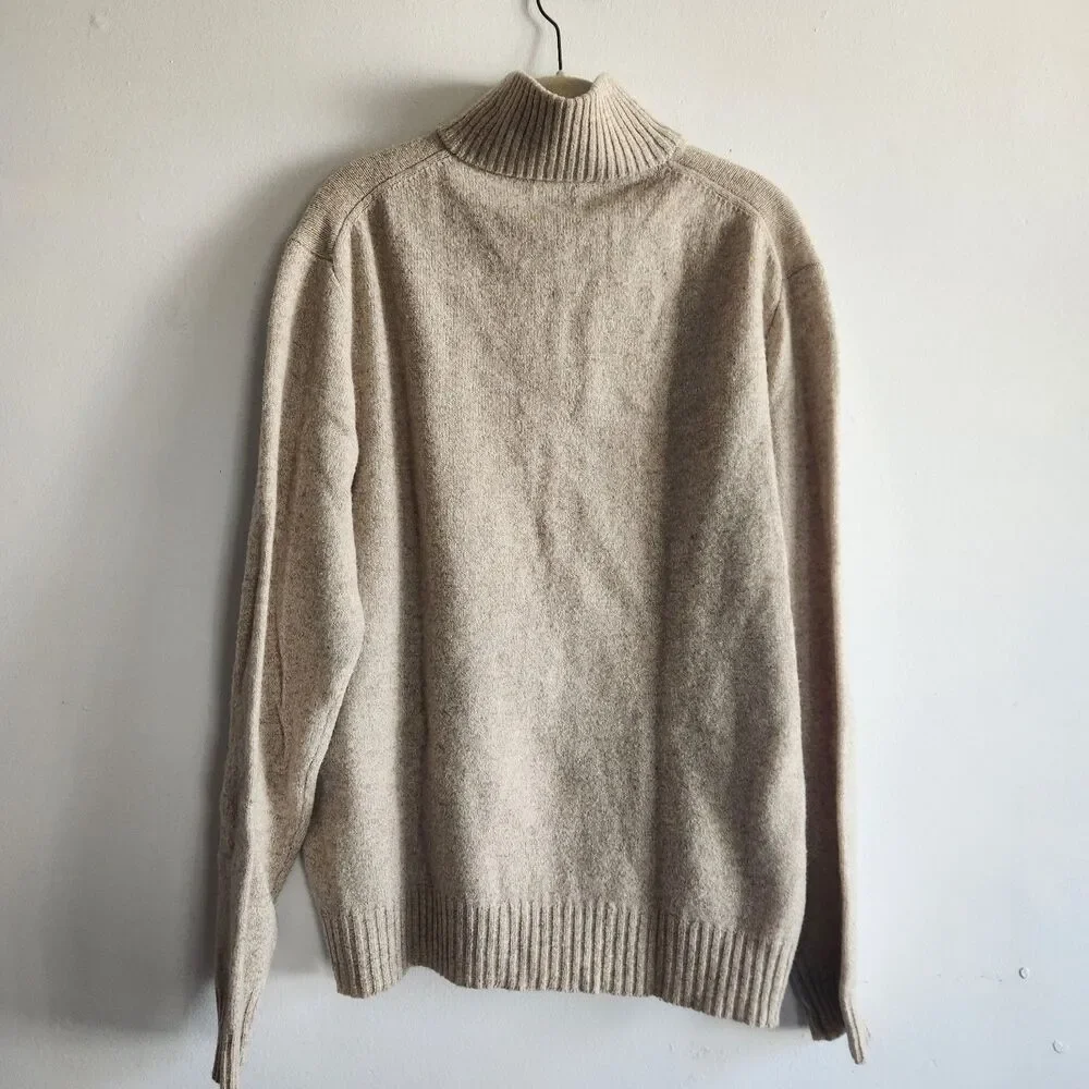 J.Crew 100% Lambswool Half-Zip Sweater XL oatmeal layer office old money layer